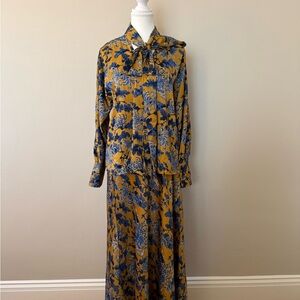 Banana Republic Blue and Yellow Long Sleeve 3-Piece Dress